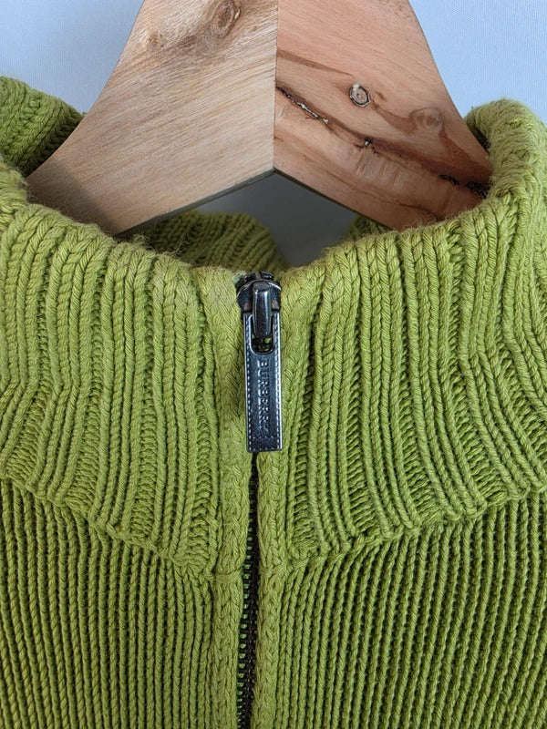 Burberry London Half Zip Cotton Lime Green Knit Pullover Size 5