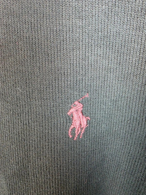 Polo Ralph Lauren Black Quarter Zip Jumper Red Logo - Large