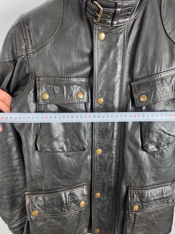 Belstaff Panther 1966 Black Leather Field Jacket – IT 42 / UK 10, Gold Label