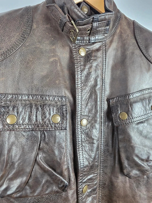 Belstaff Panther 1966 Dark Brown Leather Field Jacket – IT 40 / UK 8