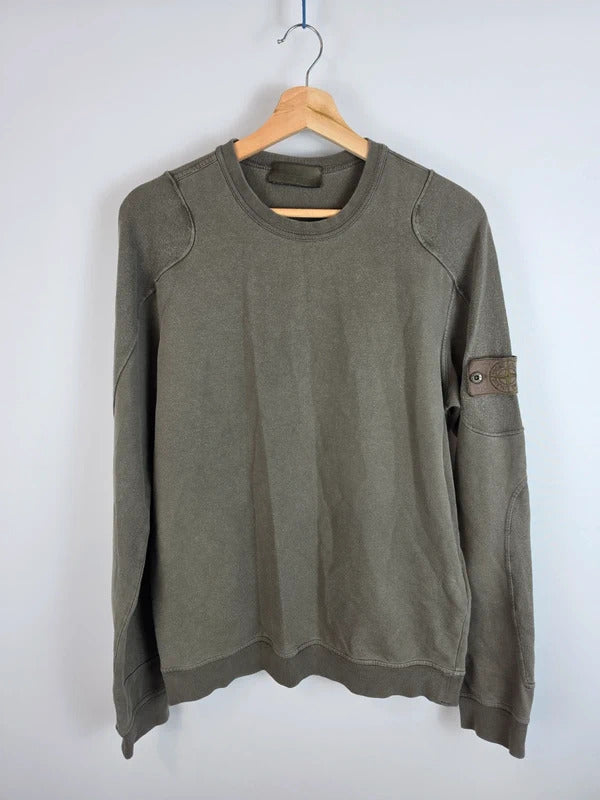 Stone Island SS18 Ghost Piece Crewneck Sweatshirt Olive Khaki Green M