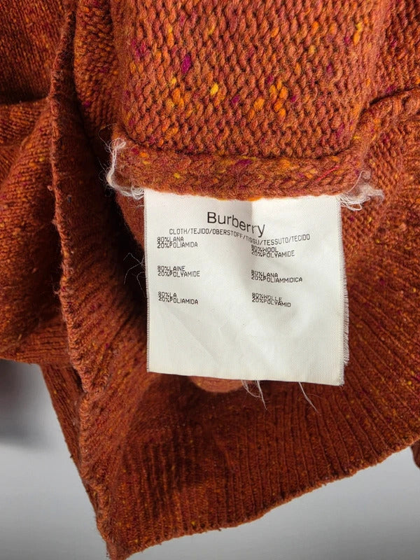 Burberry London Wool Blend Quarter-Zip Sweater Rust – Size 7 ( L )