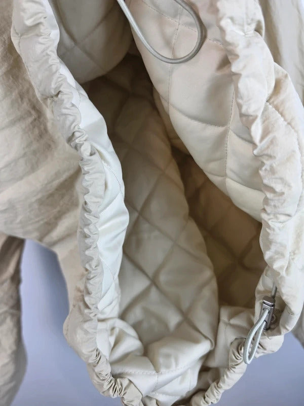 Represent Oversized Padded Nylon Anorak Hoodie Jacket Cream Beige L