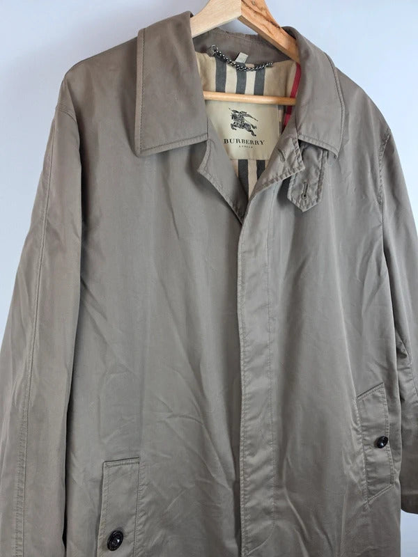 Burberry London Trench Coat Beige Khaki Men Size 52 - Large