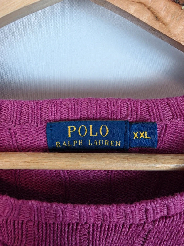 Polo Ralph Lauren Cable Knit Cotton Jumper Berry / Magenta - XXL