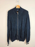 Burberry London Full Zip Cardigan Knit Jumper Navy Blue Size 4 - Large