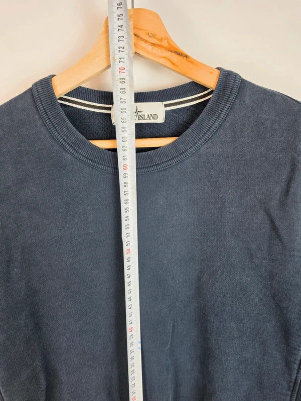 Stone Island Compass Patch Crew Neck Jumper Navy Blue Size M