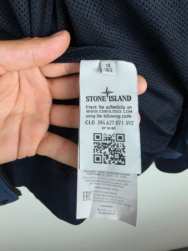 Stone Island Junior Navy Nylon Hooded Bomber Jacket – Age 14 / XS Adult