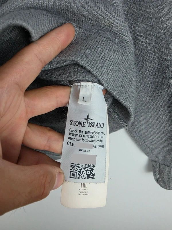 Stone Island Grey Fine Knit Crewneck Jumper Sweater Size L