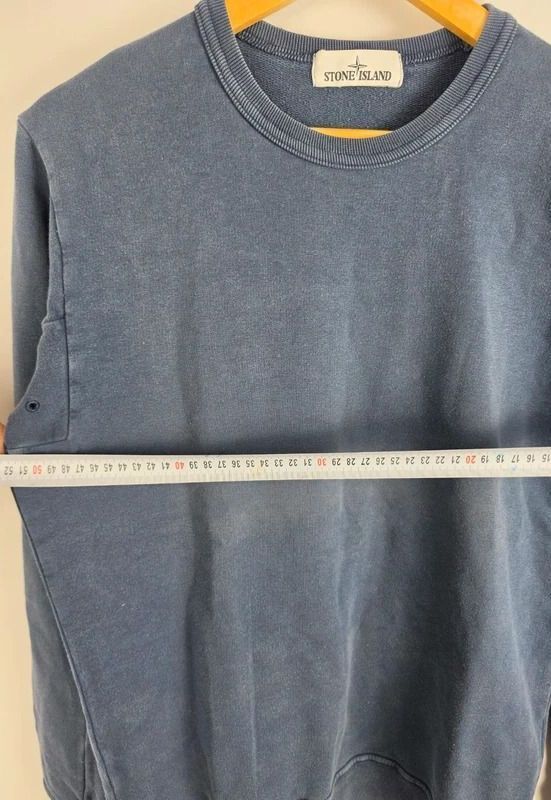 Stone Island Slate Blue Garment Dyed Crewneck Sweatshirt Size Small